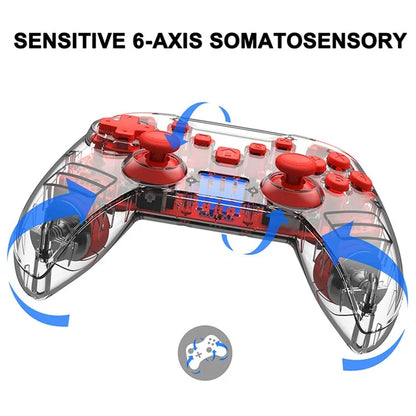 YS01 Switch Controller with Vibration, Wake-Up, Turbo, Clear Bluetooth Gamepad for Tesla