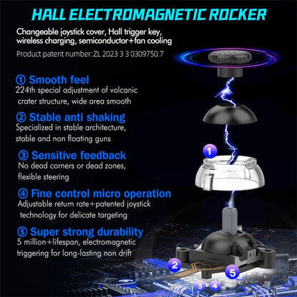 X5 3-in-1 Stretchable Game Controller with Cooling Fan, Wireless Charger for iOS / Android System