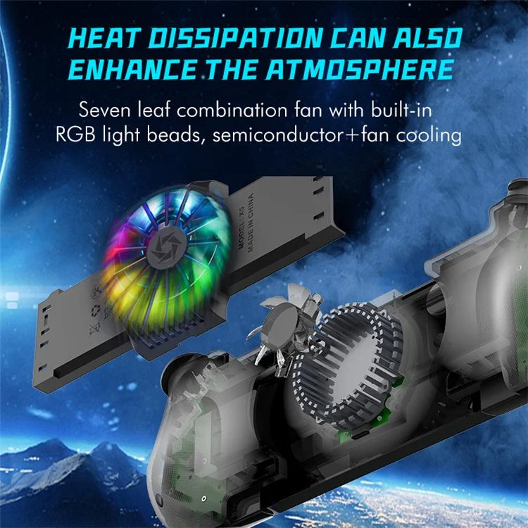 X5 3-in-1 Stretchable Game Controller with Cooling Fan, Wireless Charger for iOS / Android System