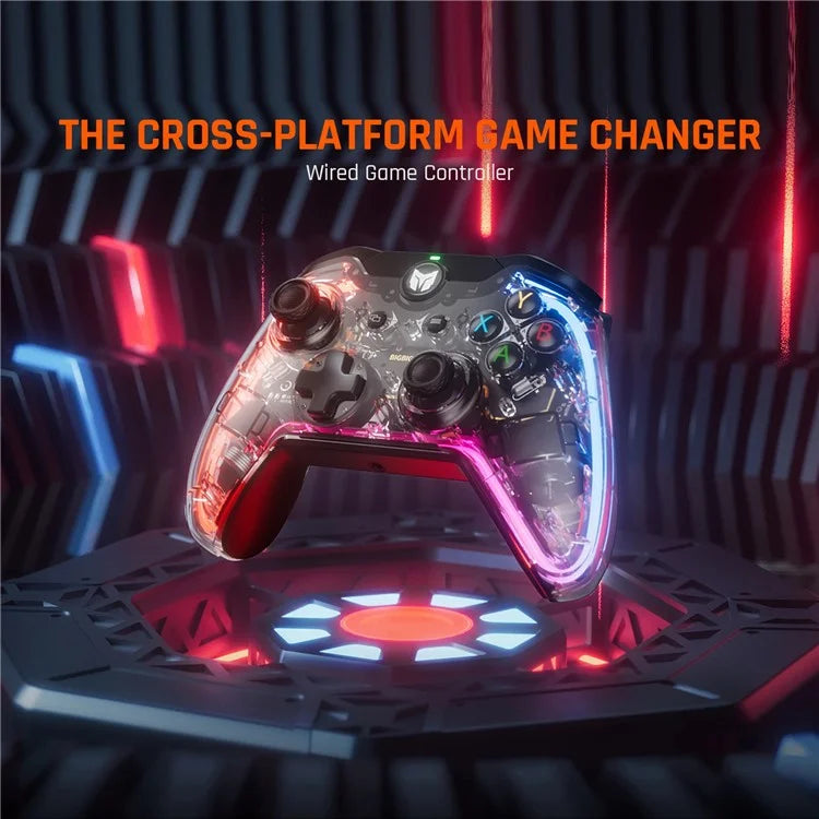 BIGBIGWON C1 Type-C Wired Gaming Controller for PC, Switch E-Sports RGB Light Gamepad