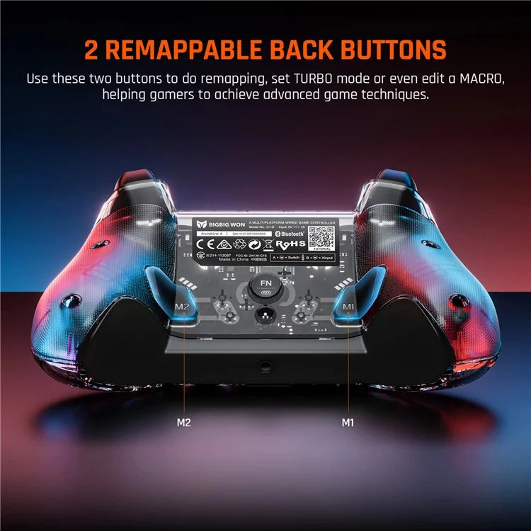 BIGBIGWON C1 Type-C Wired Gaming Controller for PC, Switch E-Sports RGB Light Gamepad
