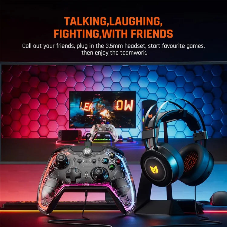 BIGBIGWON C1 Type-C Wired Gaming Controller for PC, Switch E-Sports RGB Light Gamepad