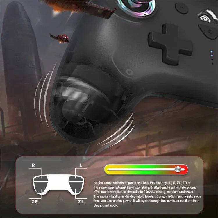 TOPWOLF Wireless Bluetooth Game Controller with RGB Lights for Nintendo Switch / PC / iOS / Android