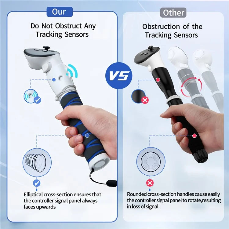 AMVR Q3JP1 For Meta Quest 3 VR Gaming Controller 3-in-1 Extension Grip Rod Auxiliary Tool
