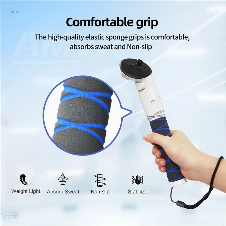 AMVR Q3JP2 For Meta Quest 3 VR Gaming Controller 1 Pair Extension Grip Rod