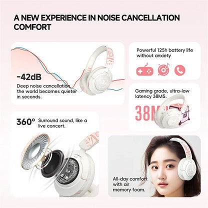 GT1 Bluetooth 5.4 Wireless Headset ANC Noise Reduction Gaming Headphones