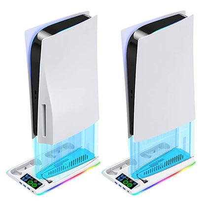 OIVO IV-P5364 Charging Station for Sony Playstation 5 / PS5 Slim RGB Cooling Station with Dual Controller Charger