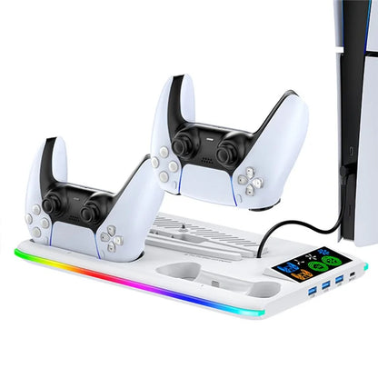 OIVO IV-P5364 Charging Station for Sony Playstation 5 / PS5 Slim RGB Cooling Station with Dual Controller Charger