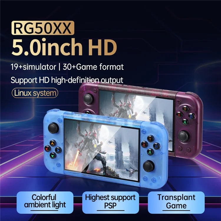 RG50XX 5-inch Screen Handheld Game Console Support Linux System HD TV Output, 15000+ Games