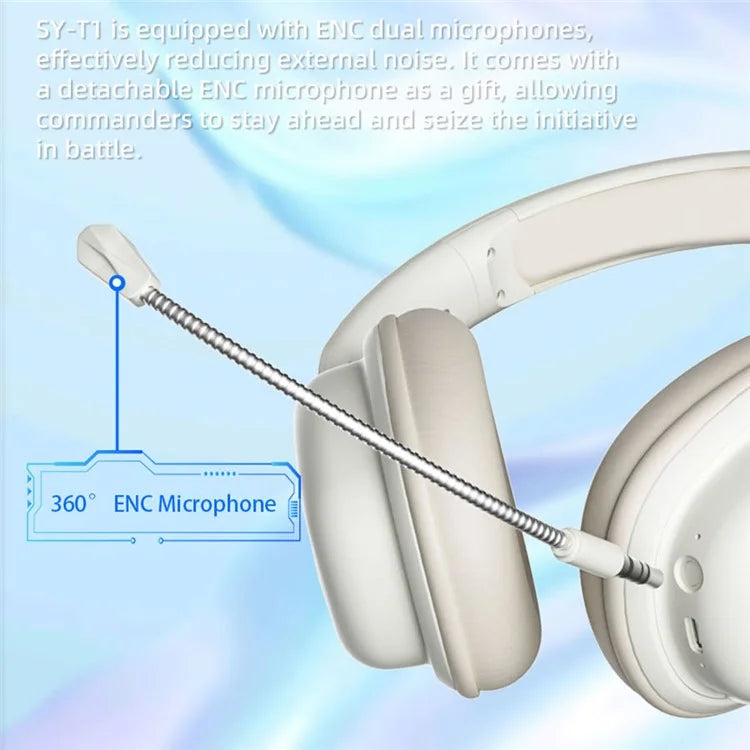 SY-T1 Over-Ear Bluetooth Headset Foldable Gaming Headphones with Plug-in ENC Microphon