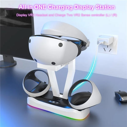JYS P5155 For PS VR2 Charging Stand with Display Light Handle Charging Base with Glasses Holder