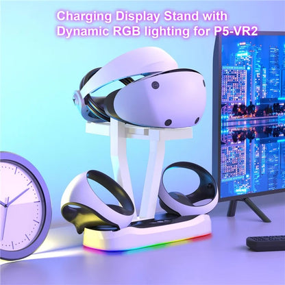 JYS P5155 For PS VR2 Charging Stand with Display Light Handle Charging Base with Glasses Holder