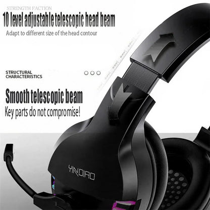 YINDIAO Q2 Wired Gaming Headset with Microphone, Dual 3.5mm / Single USB Powered Adjustable Headphone