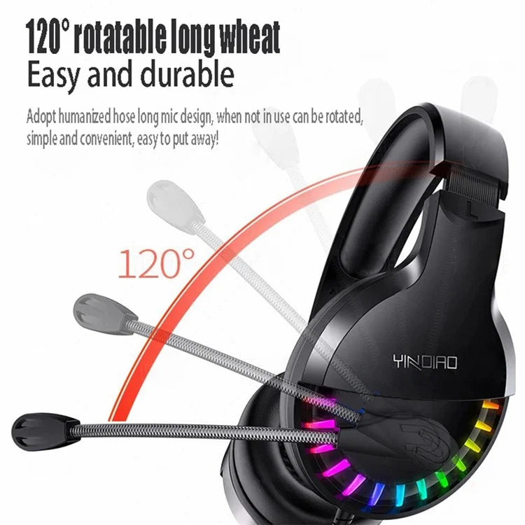 YINDIAO Q2 Wired Gaming Headset with Microphone, Dual 3.5mm / Single USB Powered Adjustable Headphone