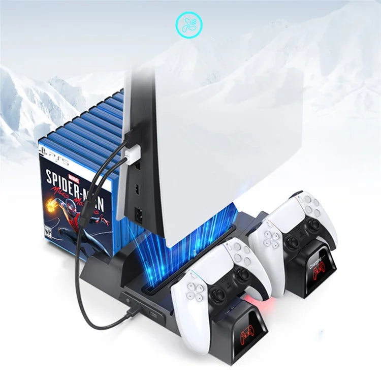 OIVO For Sony PS5 Console Dual Controllers Charger ABS Cooling Stand Holder