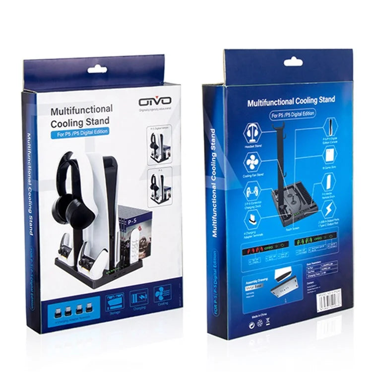 OIVO IV-P5246 For Sony PS5 Console Charge Stand Cooler Base ABS Headset Rack