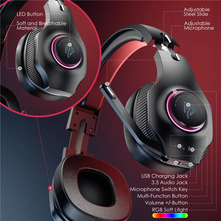 EASYSMX V02W Bluetooth+2.4G+Wired Gaming Headset for PS5 / Nintendo Switch