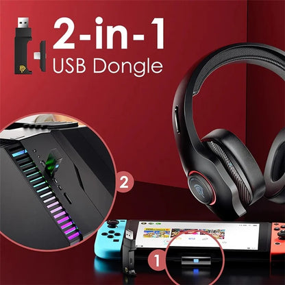 EASYSMX V02W Bluetooth+2.4G+Wired Gaming Headset for PS5 / Nintendo Switch