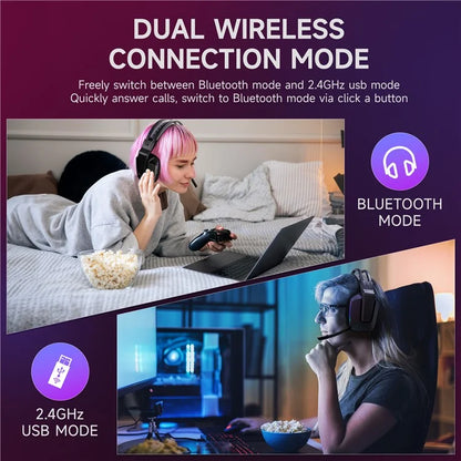 EASYSMX C09W Bluetooth+2.4G+Wired RGB Gaming Headset with Pluggable Mic
