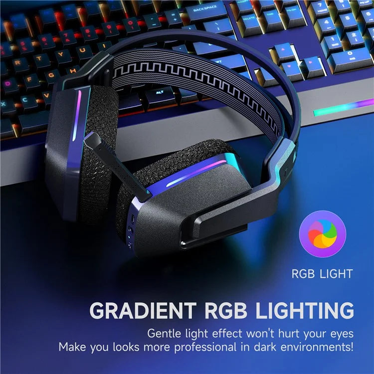EASYSMX C09W Bluetooth+2.4G+Wired RGB Gaming Headset with Pluggable Mic