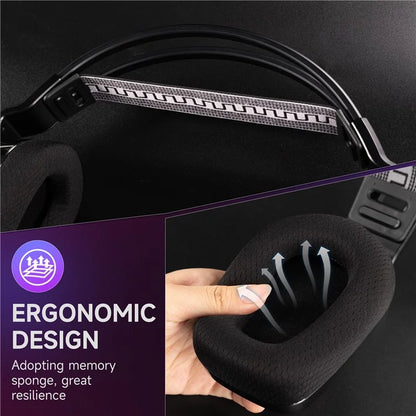 EASYSMX C09W Bluetooth+2.4G+Wired RGB Gaming Headset with Pluggable Mic