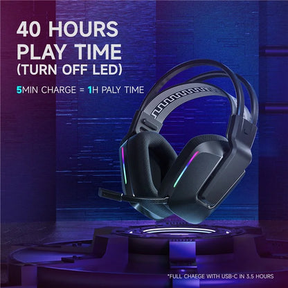 EASYSMX C09W Bluetooth+2.4G+Wired RGB Gaming Headset with Pluggable Mic