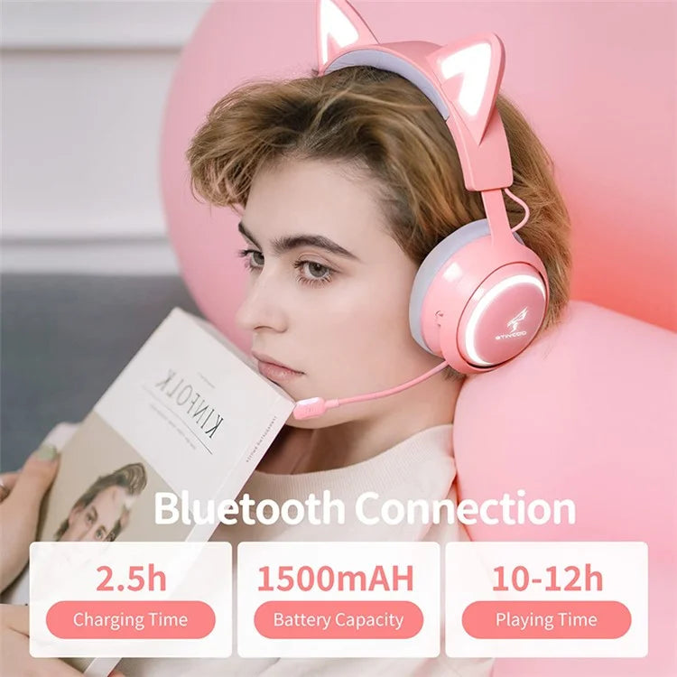 SOMIC GS510 Cat Ear Style Bluetooth Gaming Headset LED Light Wireless Headphone