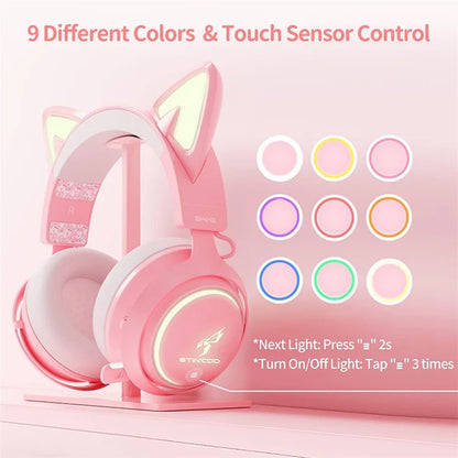 SOMIC GS510 Cat Ear Style Bluetooth Gaming Headset LED Light Wireless Headphone