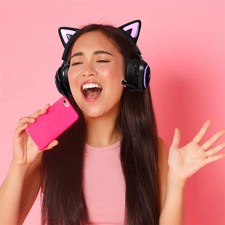 SOMIC GS510 Cat Ear Style Bluetooth Gaming Headset LED Light Wireless Headphone