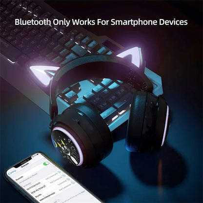 SOMIC GS510 Cat Ear Style Bluetooth Gaming Headset LED Light Wireless Headphone