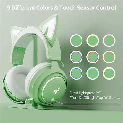 SOMIC GS510 Cat Ear Style Bluetooth Gaming Headset LED Light Wireless Headphone