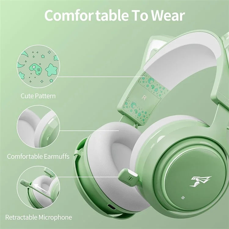 SOMIC GS510 Cat Ear Style Bluetooth Gaming Headset LED Light Wireless Headphone