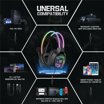 ONIKUMA X22 Over-Ear RGB Gaming Headset with Noise-Canceling Microphone