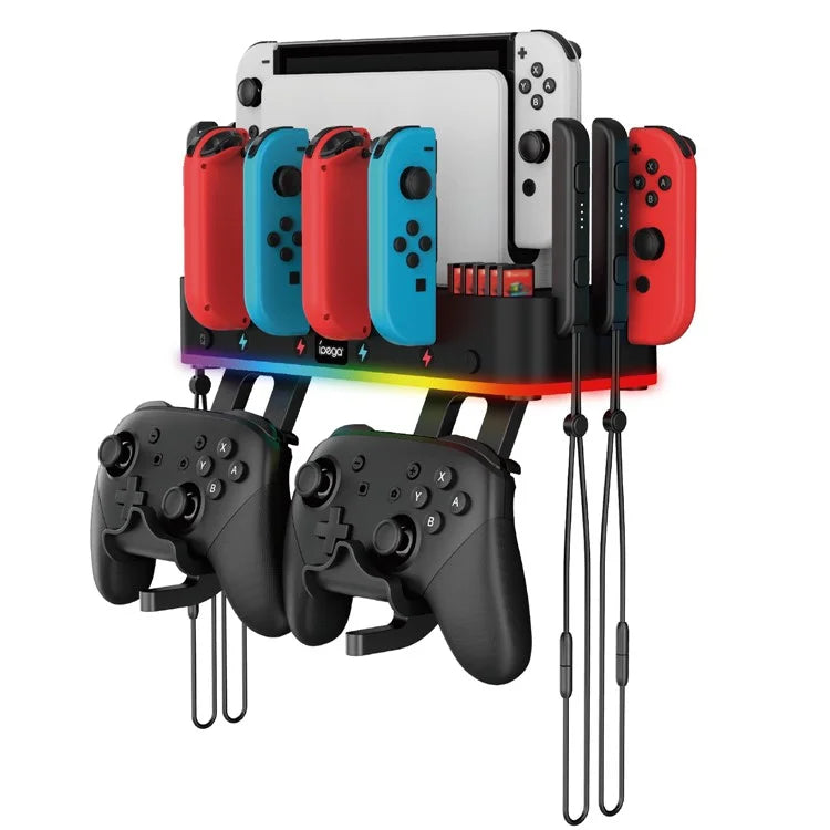 IPEGA PG-SW107 For Nintendo Switch / OLED Wall-mounted Bracket Multi-function RGB Charging Station