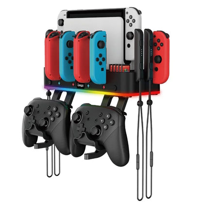 IPEGA PG-SW107 For Nintendo Switch / OLED Wall-mounted Bracket Multi-function RGB Charging Station