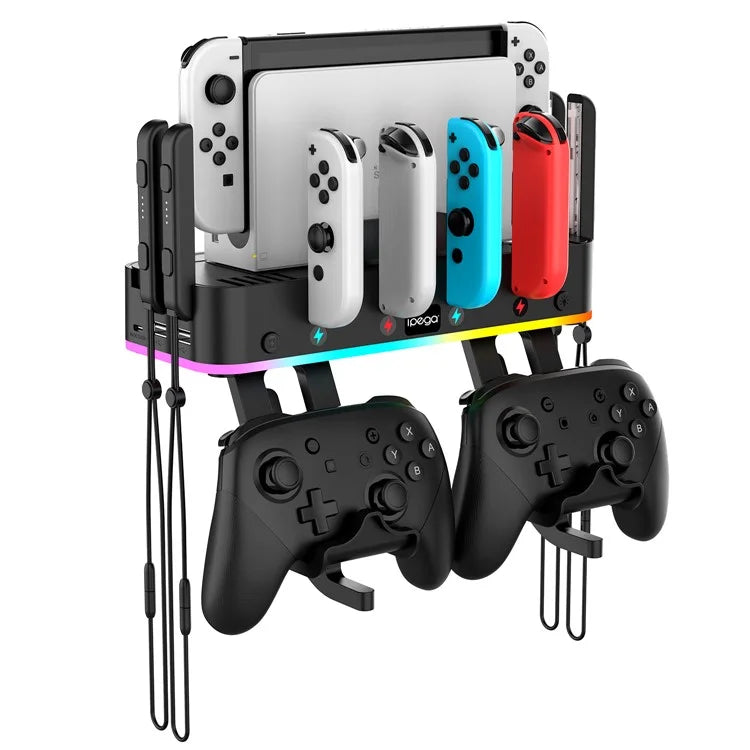 IPEGA PG-SW107 For Nintendo Switch / OLED Wall-mounted Bracket Multi-function RGB Charging Station