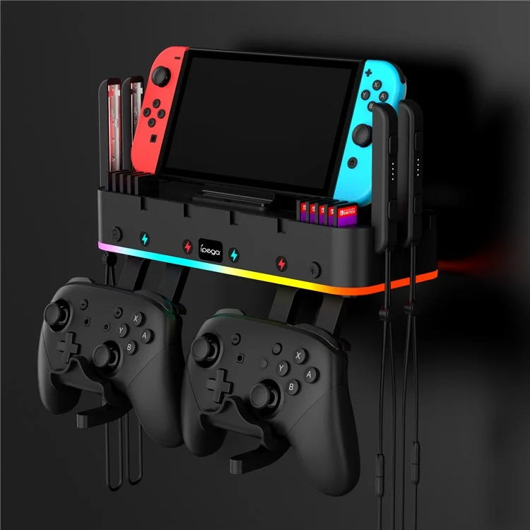 IPEGA PG-SW107 For Nintendo Switch / OLED Wall-mounted Bracket Multi-function RGB Charging Station