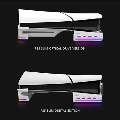 IPEGA PG-P5S021 for PS5 Slim RGB Light Horizontal Storage Base with 4 USB Ports