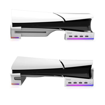 IPEGA PG-P5S021 for PS5 Slim RGB Light Horizontal Storage Base with 4 USB Ports