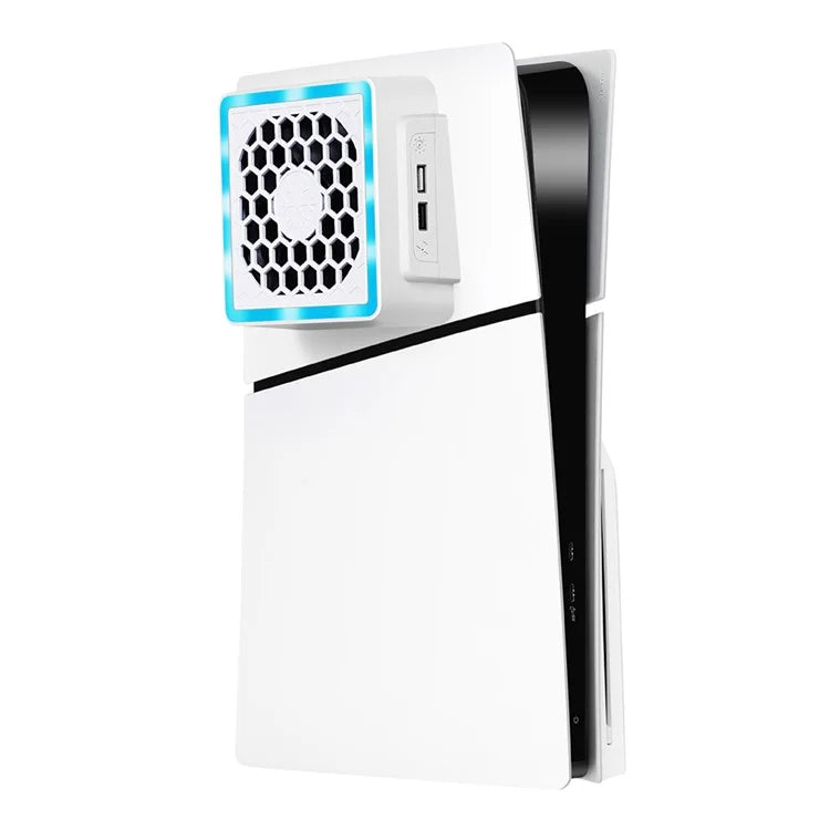For Sony PS5 Slim Game Console Cooling Fan Side-Mounted Cooler Fan with RGB Light
