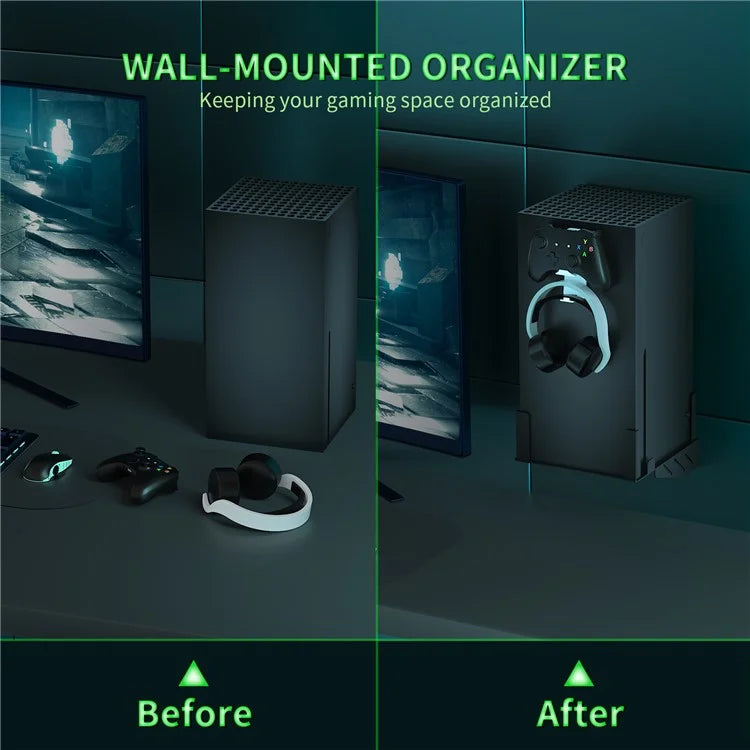 JYS-X139 Wall Mount Holder for Xbox Series X Console Bracket Set with Controller Holder Headphone Hook