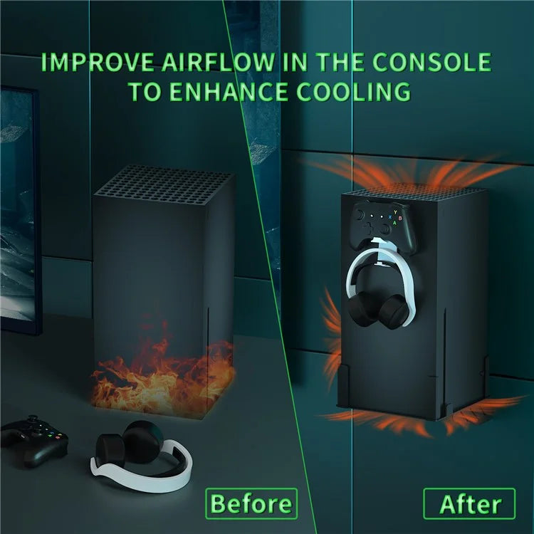 JYS-X139 Wall Mount Holder for Xbox Series X Console Bracket Set with Controller Holder Headphone Hook