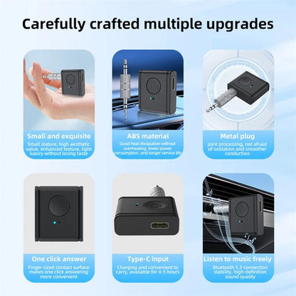 B1 3.5mm Car Audio Adapter HiFi Sound Hand-Free Call Bluetooth 5.3 AUX Receiver
