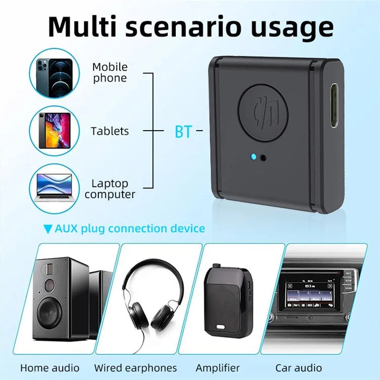 B1 3.5mm Car Audio Adapter HiFi Sound Hand-Free Call Bluetooth 5.3 AUX Receiver