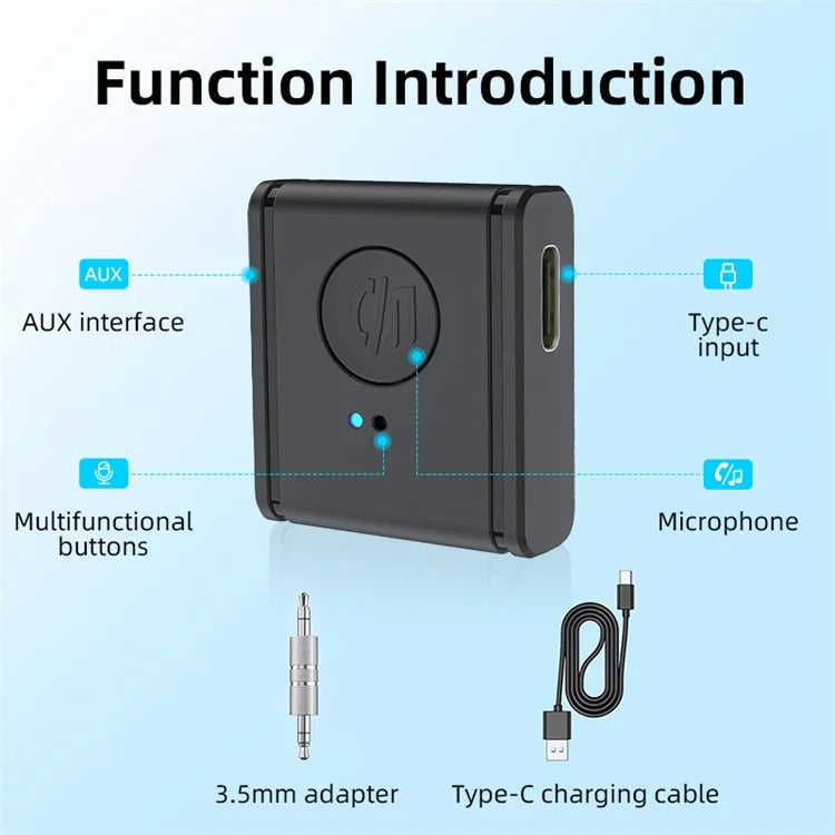 B1 3.5mm Car Audio Adapter HiFi Sound Hand-Free Call Bluetooth 5.3 AUX Receiver