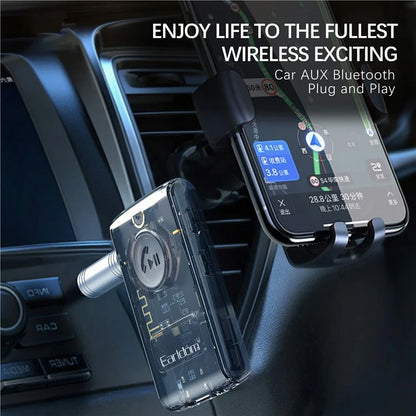 EARLDOM ET-BR01 Transparent Bluetooth 5.3 Audio Receiver Car Hand-Free Call 3.5mm AUX Adapter