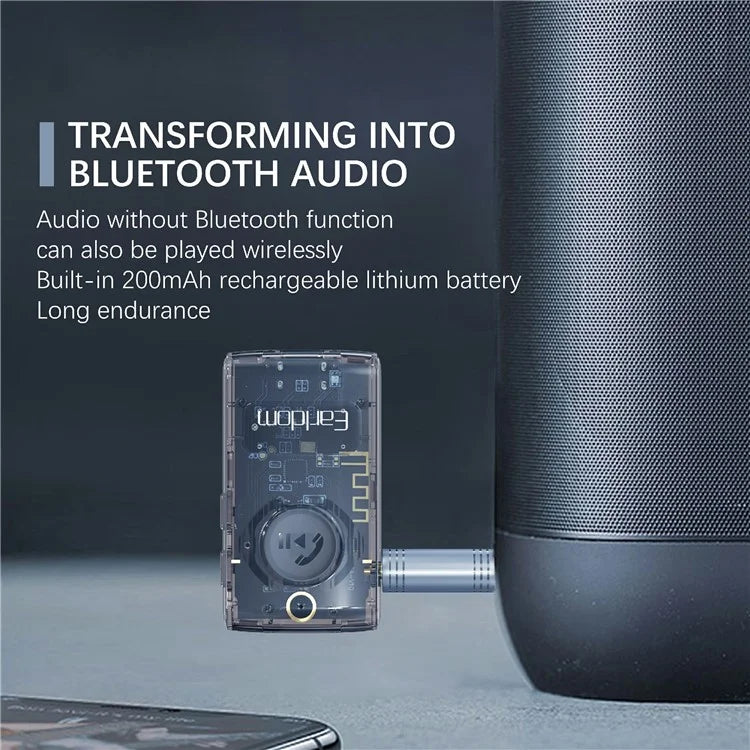 EARLDOM ET-BR01 Transparent Bluetooth 5.3 Audio Receiver Car Hand-Free Call 3.5mm AUX Adapter