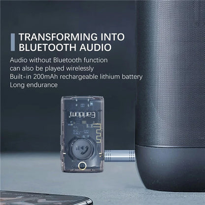 EARLDOM ET-BR01 Transparent Bluetooth 5.3 Audio Receiver Car Hand-Free Call 3.5mm AUX Adapter