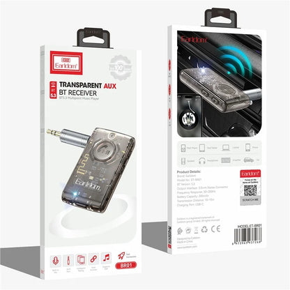 EARLDOM ET-BR01 Transparent Bluetooth 5.3 Audio Receiver Car Hand-Free Call 3.5mm AUX Adapter