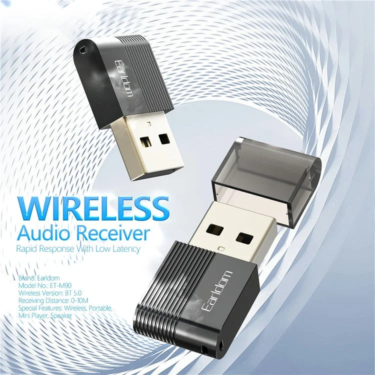 EARLDOM M90 USB Wireless Audio Adapter Bluetooth 5.0 Audio Receiver Transmitter for Car, Computer